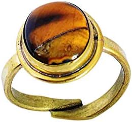 Krishna Mehta Natural Tiger's Eye 6 Ratti 5.5 Carats Certified Stone Adjustable Ring for Men and Women
