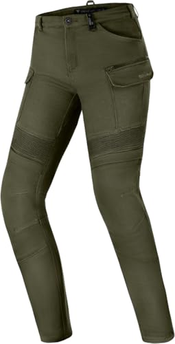 SHIMA GIRO Motorcycle Trousers for Women AIRFORCE Knee Protectors Motorbike Mens Armoured Cargo Lightweight Protective Pants Stretch Reinforced Armored Bike Elastic Ventilated (Womens, Khaki, 24/32)