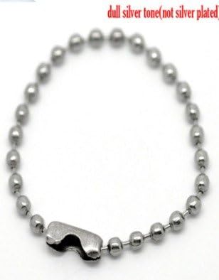 Silver Tone DIY Connector Clasp Ball Chains Keychain Tag 10cm B19901