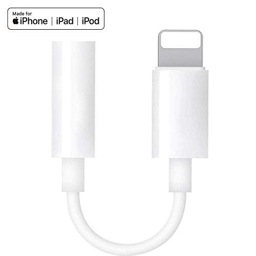 Headphone Adapter for Phone XS/XS Max/XR/X 10 Phone 8/8 Plus, 3.5mm Female Audio Earphone Connector Headphones Splitter for Phone 7/7 Plus, Support Music Control & Calling Function & iOS 12 (White)