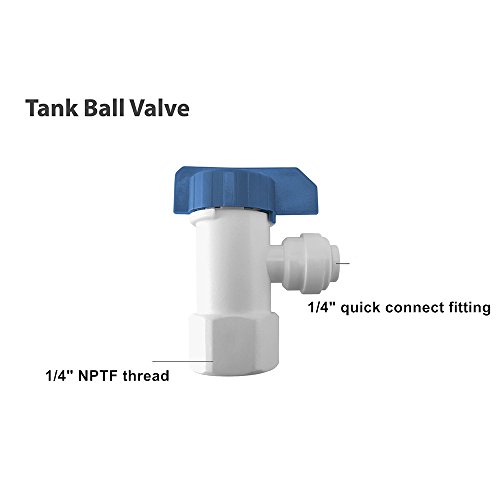 PureSec RO Water Storage Tank Use 90 Degree Elbow Shut Off Ball Valve Plastic Push-fit Quick fittings with Female Thread 1/4 Inch x Tubing OD 1/4 Inch(1pc/Pack)