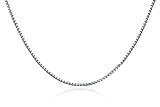Genuine Solid Sterling Silver Box Chain Necklace, .925 Imported from Italy, Thin and Delicate Style, .7 mm Width, 18 Inches in Length