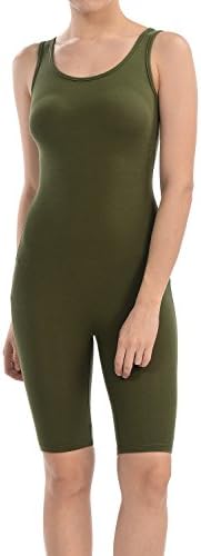 JJJ Women Catsuit Cotton Tank Bermuda Short Yoga Bodysuit Jumpsuit - Made in USA
