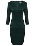 ANGVNS Women Retro Dress 3/4 Sleeve Business Evening Dress, Dark Green, XL