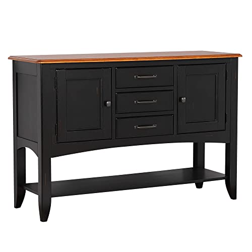 Sunset Trading Antique Black and Cherry Selections Sideboard with Large Display…
