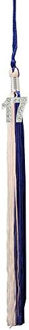 Graduation Tassels with Silver Rhinestone 17 Year Charms (Royal Blue and White)