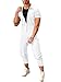 Makkrom Mens Romper Button Down Short Sleeve One Piece Jumpsuit Casual Coverall with Pockets