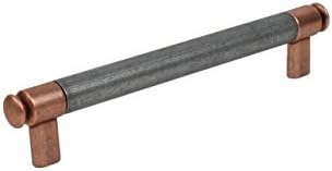 Century Flute Modern Industrial Authentic T Bar 160 mm (6.34 ") c.c. Drawer Pulls, Cabinet Handles 7-5/8" Overall, 2-Tone, Made in Belgium 21839A-OSMAC-Aged Matte Red Copper-Value Pack of 8