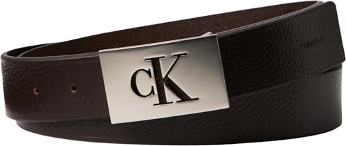 Cinturón Hombre Mono Plaque con hebilla rectangular, Marrón (Ck Dark Brown/Pewter), 115 cm