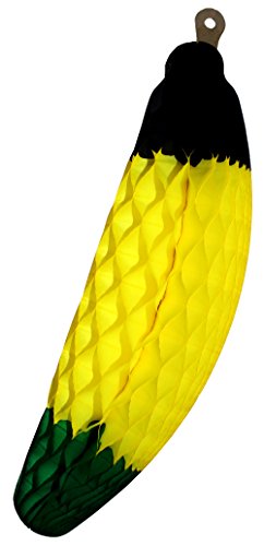 2-pack 15 Inch Large Jamaican Honeycomb Tissue Paper Banana Fruit Decoration (Black / Yellow / Green)