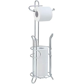 LCUS SunnyPoint Bathroom Toilet Tissue Paper Roll Storage Holder Stand with Reserve, The Reserve Area Has Enough Space to Store Mega Rolls; Chrome Finish (Chrome)