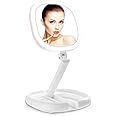 Make up mirror with lights Illuminated Makeup Mirror With Light,Beautifive LED Vanity Mirror,Double Sided Magnifying Mirror With Brightness 180°Angle Height Adjustable Smart Design,Magnified Travel Mi