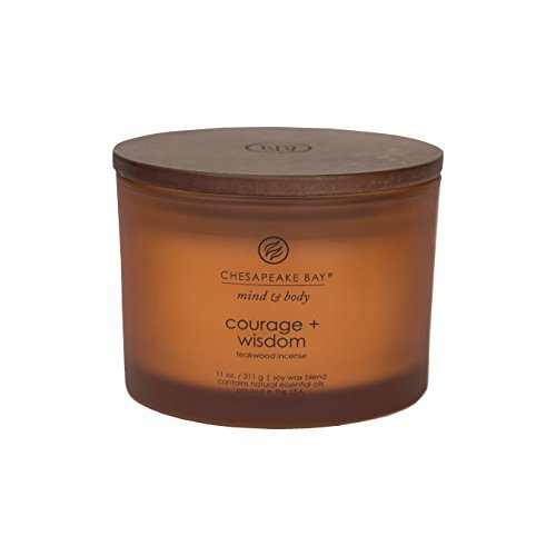 Chesapeake Bay Candle Mind & Body Coffee Table Scented Candle, Courage + Wisdom (Teakwood Incense)