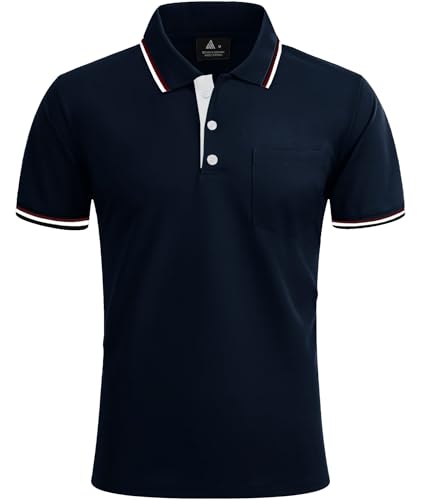 ZITY Polo Shirt for Men 3 Pack Short Sleeve Polo Shirt Golf Work Breathable Casual T-Shirt with Pocket Summer Three Pieces T Shirt for Vacation