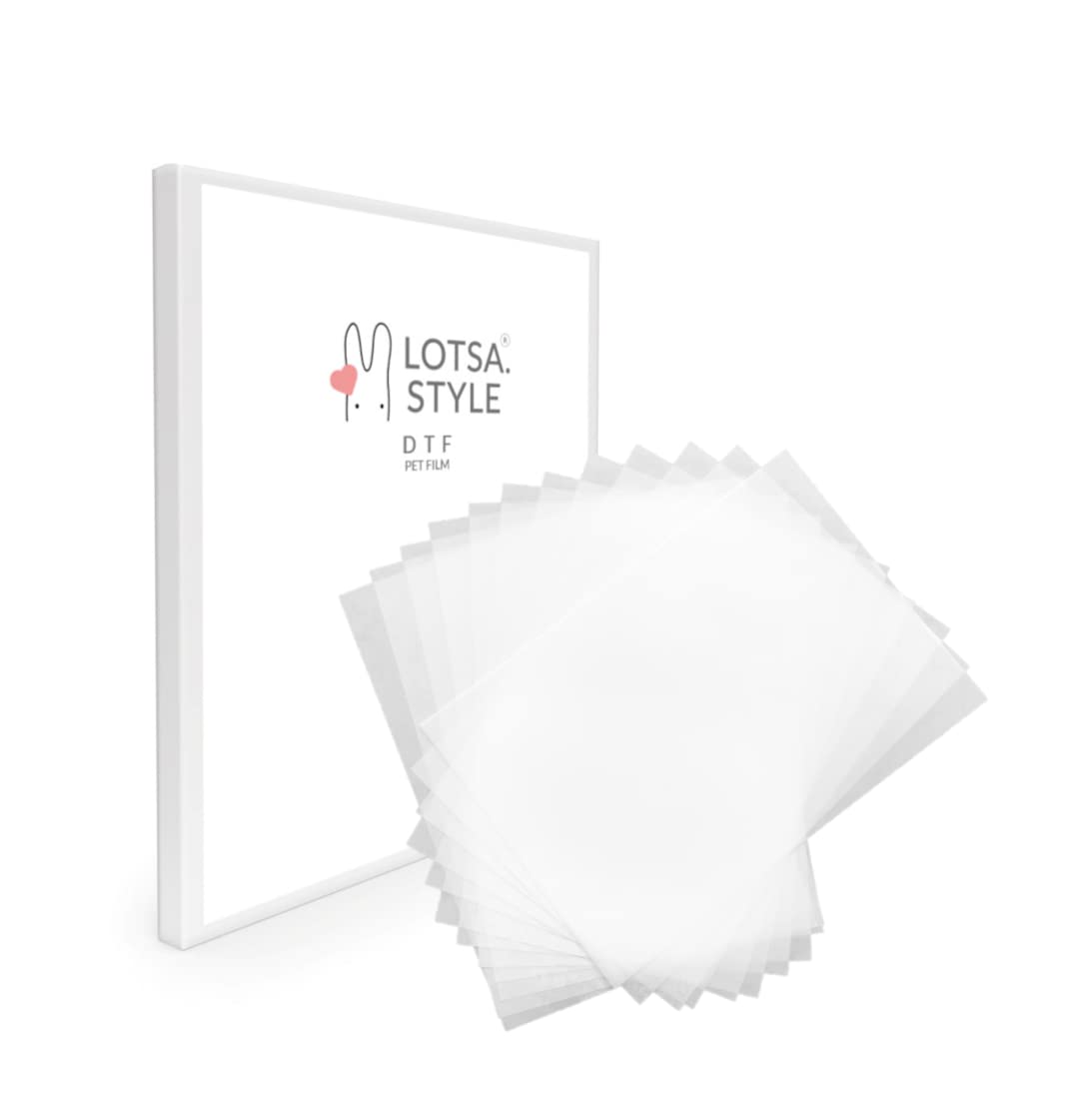 Lotsa Style Premium A3 Plus (13" x 19") Direct to Film DTF Transfer Film PET Heat Transfer Sheets PreTreat Cold and Warm Peel (105 Sheets, Matte)