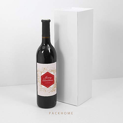 PACKHOME Wine Gift Boxes 13.5x4.5x4 Inches, Bottle Gift Boxes for Liquor and Champagne, Magnetic Closure Collapsible Gift Boxes (6 Boxes/Glossy White)