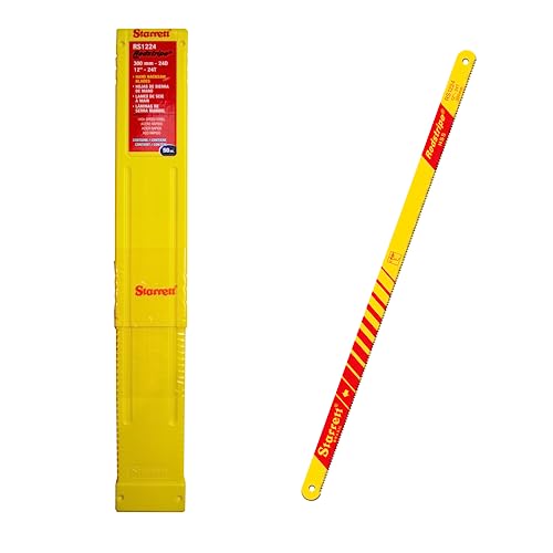 Starrett HSS Hand Hacksaw Blades - 50 Pack RS1224 Redstripe Solid High Speed Steel Straight Cut Hand Saw 300mm/12 24 TPI Cutting Edge - For Metals, Stainless Steel, Pipes
