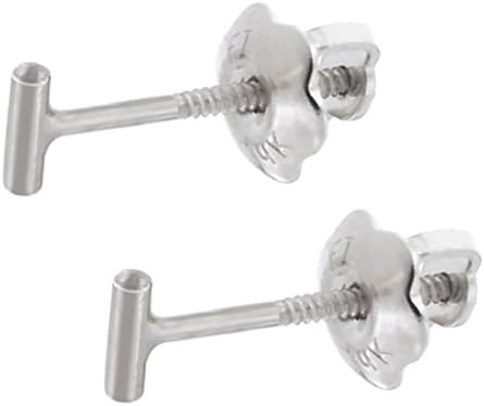 Automic Gold Solid 14k Yellow, White or Rose Gold Line Stud Screwback Earrings