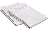 Superior 800 Thread Count, 100% Egyptian Cotton, Single Ply Pillowcase Set, Standard, White with White Embroidery