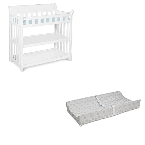 Delta Children Eclipse Changing Table, White and Waterproof Baby and