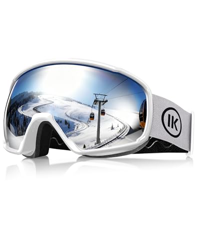 Innerking Skibrille OTG, Anti-Beschlag & UV400, Über-Korrekturbrille mit Doppelglas, für Herren/Damen/Teenager, Ski & Snowboard (A1 – Weiß/Silber (VLT 10%))