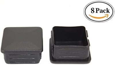 1 1/8" Black Square Tubing for Tough High Premium Quality Synthetic Rubber Rugged Plugs by 1-1/8 Inch Cap Cover Tube Chair Glide Insert Finishing Plug(Not Plastic) - 1 1/8"x1 1/8" 8 Pack