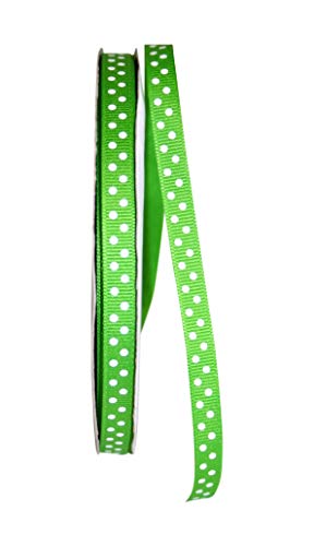 Reliant Ribbon Grosgrain Confetti Dots Ribbon, 3/8 Inch X 50 Yards, Apple Green