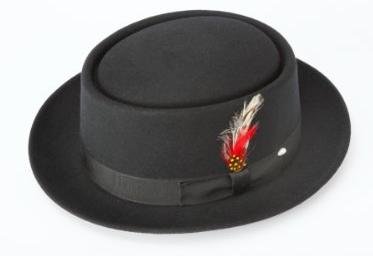 New Mens 100% Wool Black Porkpie (Pork Pie) Hat