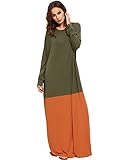 Verdusa Women's Boho Long Sleeve Caftan Color Block Casual Loose Long Maxi Dress