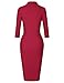 MUXXN Women's Work Formal Dresses Lady Pencil Cute Retro 1950's Style 3/4 Sleeve Business Office Dress Burgundy XL