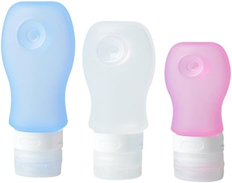 Saitec ® Portable Soft Leak Proof Travel Bottles Silicone Containers Set, TSA Approved - Squeezable &amp; Refillable Travel Containers for Shampoo, Assorted Sizes, Set of 3