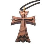 Edged 2-Layers Olive wood Laser Necklace (Pendant is : 3.8x2.7cm or 1.5x1.05 in)