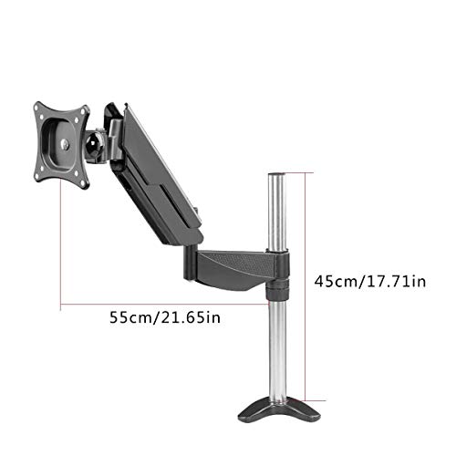 Suptek Height Adjustable Computer Monitor Desk Stand Mount Bracket for One LCD Flat Screen Monitor, VESA 75 and 100 Compatible with 13-30'' Screens, Gas Spring, Full Motion up to 22lbs Black MD5411B - Thumbnail 4