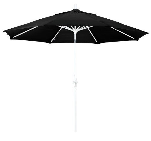 California Umbrella 11-Feet Aluminum Market Umbrella with White Pole, Black