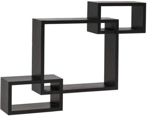 Home Decor Furniture Black 3 Intersecting Boxes Floating Shelf Wall Mounted Placing your knick-knacks, picture frames, candles Etc