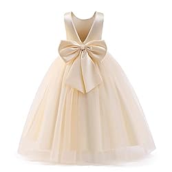 Nileafes Flower Girls V-Shaped Back Sleeveless Maxi