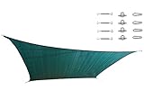 Cool Area Square Oversized 16 Feet 5 Inches Sun Shade Sail with Stainless Steel Hardware Kit, UV Block Fabric Shade Sail in Color Green