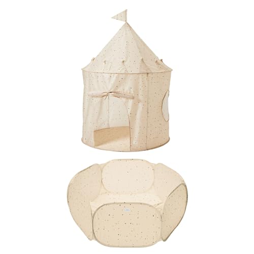 3 Sprouts Kids Play Tent & Ball Pit with Eco-Friendly Recycled Fabric - Terrazzo Beige