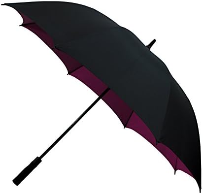 Fiberglass Golf Umbrella Windproof Large 60 inch Strong Double Canopy Water Resistant Automatic Stick EVAgrip Sleeve Burgundy