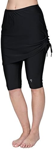 HydroChic Women’s Modest Ruched Swim Skirt, Leggings with Hidden Pocket