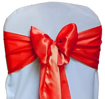 SARVAM FASHION Satin Chair Sashes - Elegant Premium Quality, 6 x 108 Inch - Perfect for Weddings, Parties, and Events - (Pack of 10 Pieces, Red)