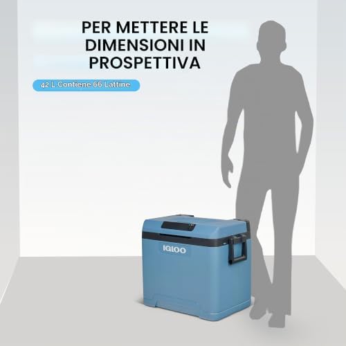 IP42 - Contenitore refrigerante passivo, 42 l, termobox blu ghiaccio, per campeggio e tempo libero, festival ed eventi, uso quotidiano e lavoro