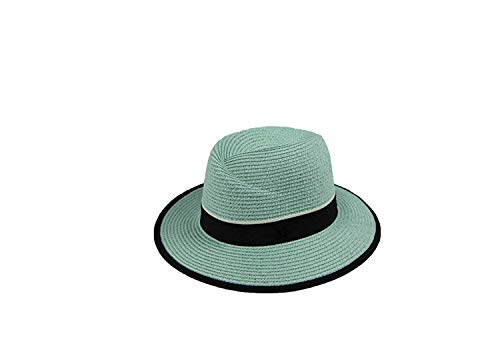 New Small Pepper Summer Ladies Straw Hat Side Edge Big Hats Sunscreen Sunshade Jazz Hat,OneSize,Green