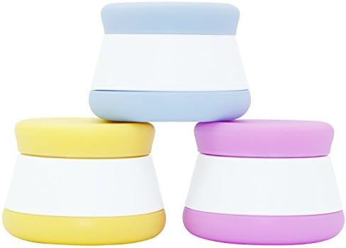VEAIDE small Silicone travel bottle set cosmetic containers with sealed lids BPA free TSA Approved Empty perfect travel friendly，round pot cap, 20ml 3 pieces with spatula for creams lotions makeup