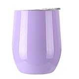 Stainless Steel Wine Glasses, 9 OZ Vacuum Break Resistant Outdoor Drinkware - Type Heat Preservation Cup Great Tumbler for Red Wine, Cocktail and Nonalcoholic Beverages (Lavender)