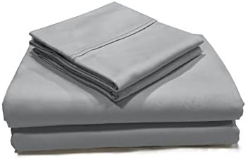 SanCozy 400 Thread Count Sheet Set, 4 Piece set, 100% Premium Cotton, Queen size,Ligh Grey,Sateen Weave Bedsheet, Breathable, Fits up to 18 inches deep mattresses