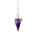 Divination Pendulum Made of Natural Violet Amethyst Crystal for Dowsing Chakra Reiki. Pointed with Chain and Jewelry Pouch