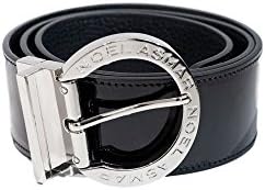 Asmar Equestrian Signature Leather Belt Black Patent Chrome Buckle Large
