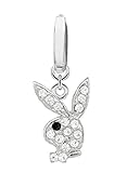 NEW STYLE Fake Belly Navel No piercing needed Clip on Officially Licensed Clear cz Playboy Bunny w/ Black eye rabbit dangle Ring