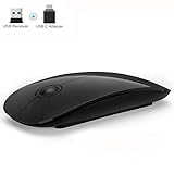 Wireless Mouse, Jelly Comb 2.4GHz Glossy Ultra Slim Portable Wireless Mouse with USB Receiver and Type-C Adapter, Compatible for All USB/Type-C Devices, Clean Clear Click Sound
